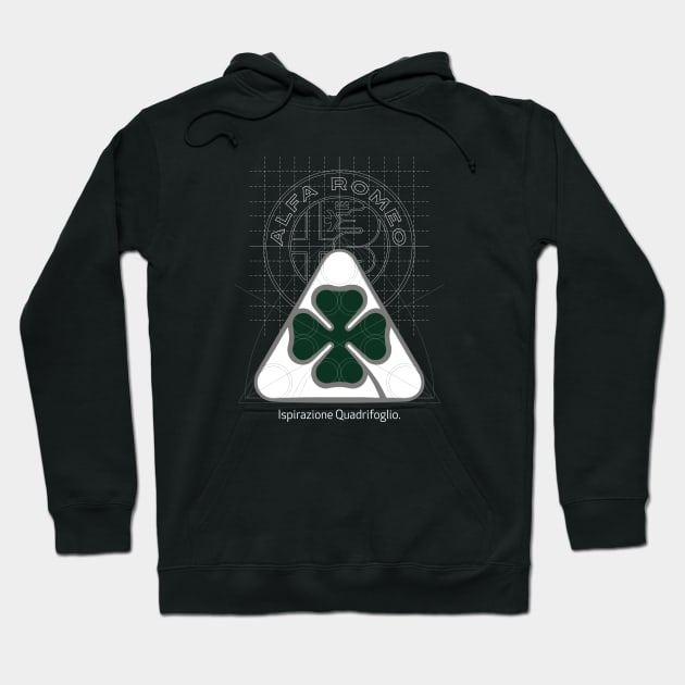 Alfa Romeo Quadrifoglio Construct white logo type 1 Hoodie by fmDisegno